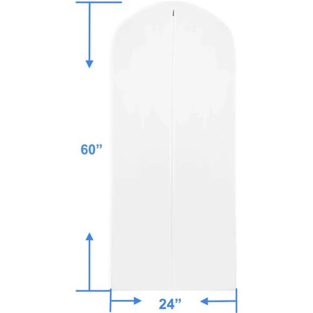 6 Pack - 60-Inch Translucent Garment Bags with Zipper for Suits,Dresses,Costumes